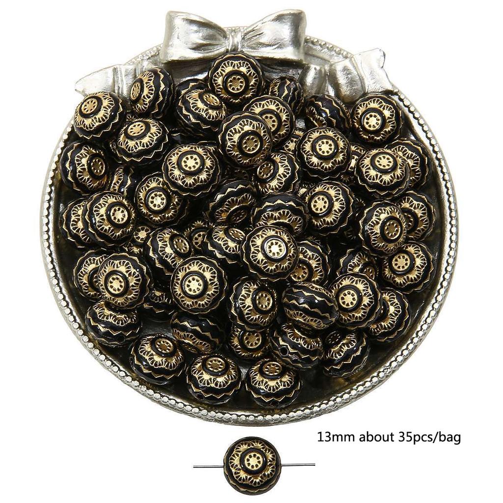 Бусины для браслета ручной работы, акриловые французские винтажные золотые плоские бусины, круглые бусины, украшения ручной работы, браслет, ожерелье, кулон, телефонная цепочка, аксессуары