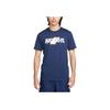 Sportswear Letter Print Ribbed Crew Neck Short Sleeve T-Shirt Men Tops Navy-Blue FQ8002-410