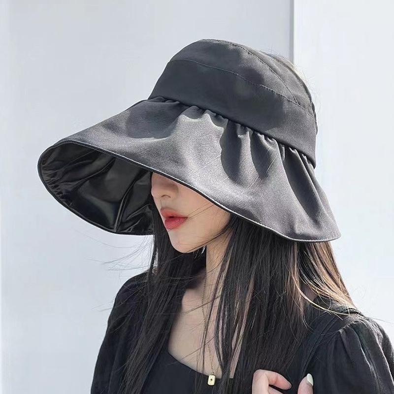 Summer Empty Top Wide Brim Sun Hat For Women Anti Uv Sunscreen Bucket Hat Female Sun Protection Outdoor Beach Cap