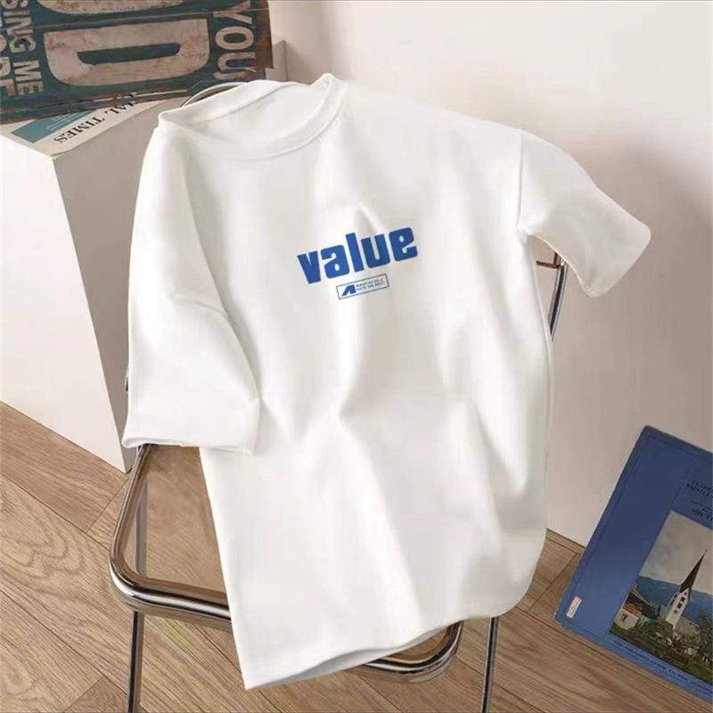 Женская белая футболка с короткими рукавами и круглым вырезом, летний женский топ из чистого хлопка