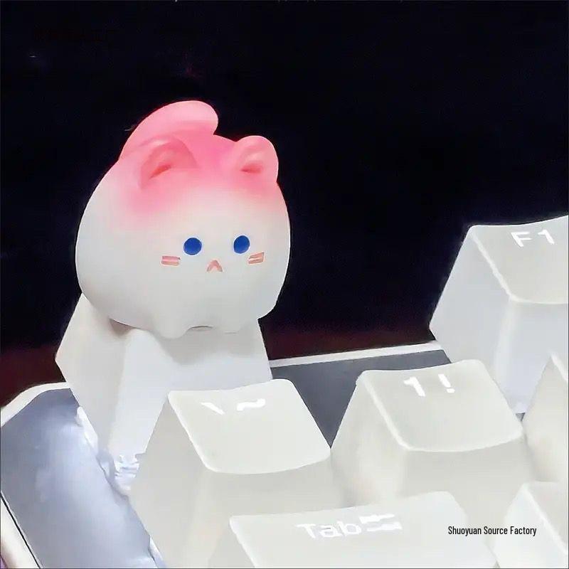 Очаровательные Креативные 3D Колпачки Клавиш Кошка для Девочек - Розовый Мультяшный Дизайн Животного