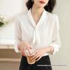 Brand Women's High-End White Silk Long Sleeve Shirt - Stylish Summer 2025 Formal Fashion