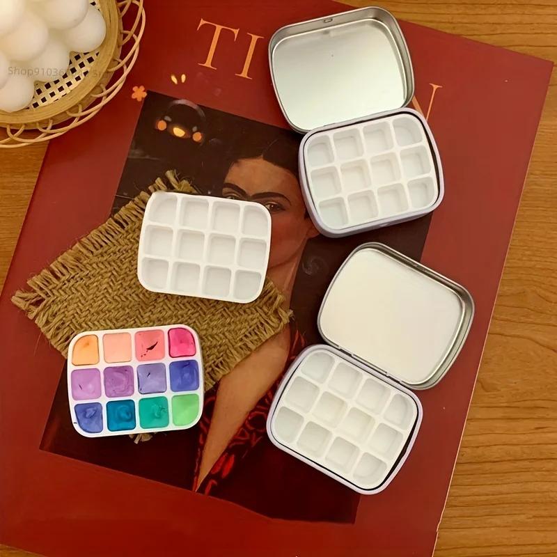 Мини-бокс для акварели на 12 ячеек - Ультракомпактный, легкий, дорожного размера, увлажняющая палитра для живописи и рисования