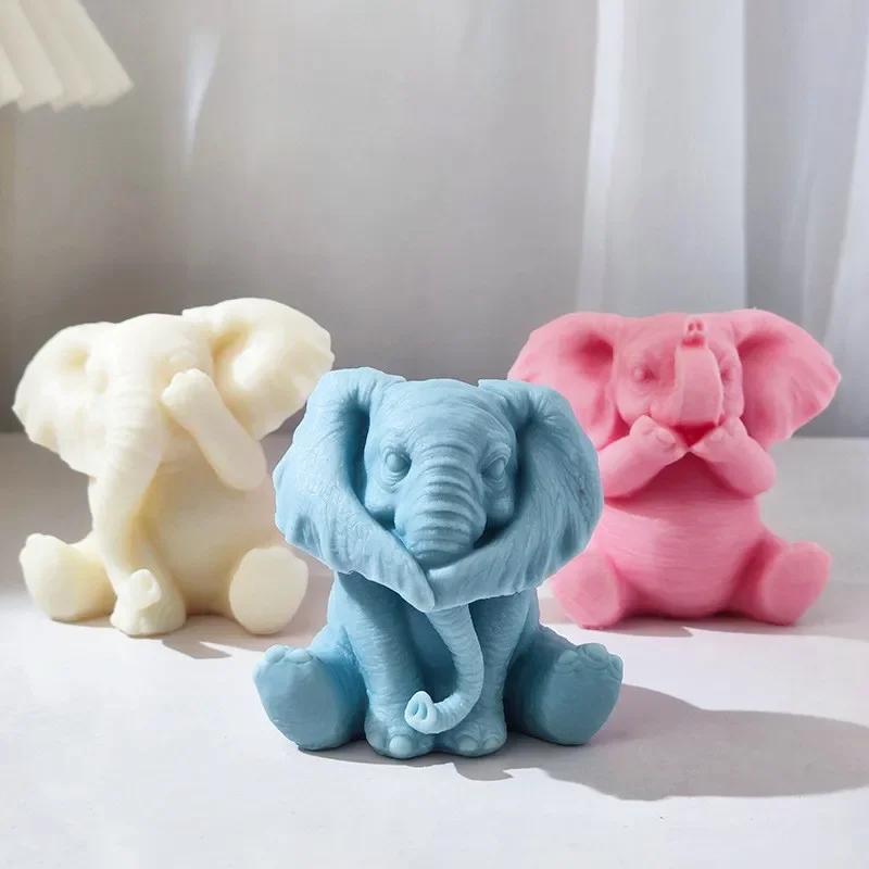 Baby Elephant Candle Mold DIY Chocolate Handmade Soap Gypsum Epoxy Resin Silicone Mould Home Decoration Ornaments 2023 New