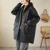 Woman Winter Korean Casual Personality Hooded Solid Color Coat Niche Pocket Loose Long Sleeves Coats