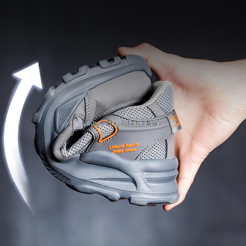 Модная мужская защитная обувь без стального подноска, противоударная, устойчивая к проколам, легкие рабочие ботинки, изоляция 6 кВ, мужская рабочая обувь, мужская безопасность