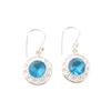 Rare Swiss Blue Topaz 925 Solid Sterling Silver Unique Designer Earrings 1.5" EE-153-3