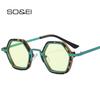 Retro Polygon Square Sunglasses Women Fashion Clear Ocean Gradient Lens Eyewear Men Trending Punk Sun Glasses Shades UV400