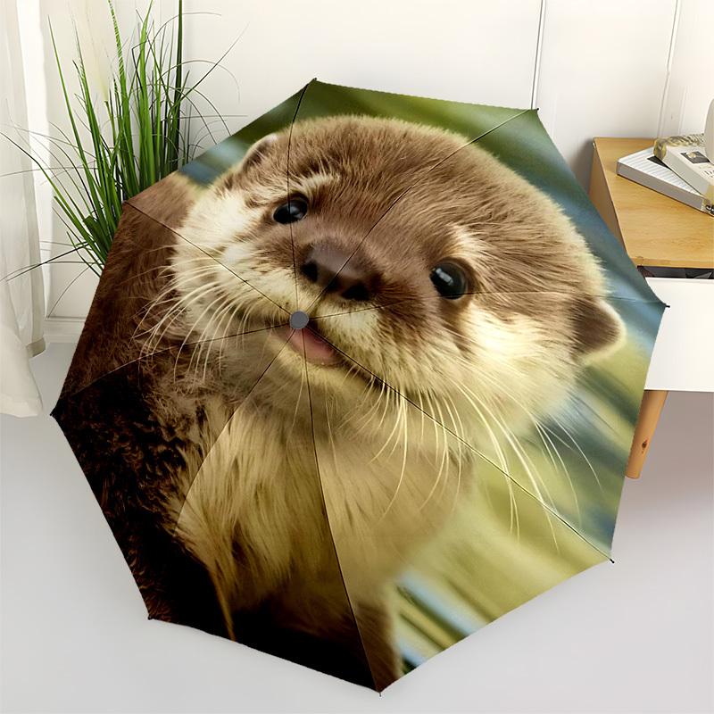1pc Otter Automatic Open/Close Umbrella - Compact Travel Umbrella with 8-Rib Durable Frame, Lightweight & Portable Design z29