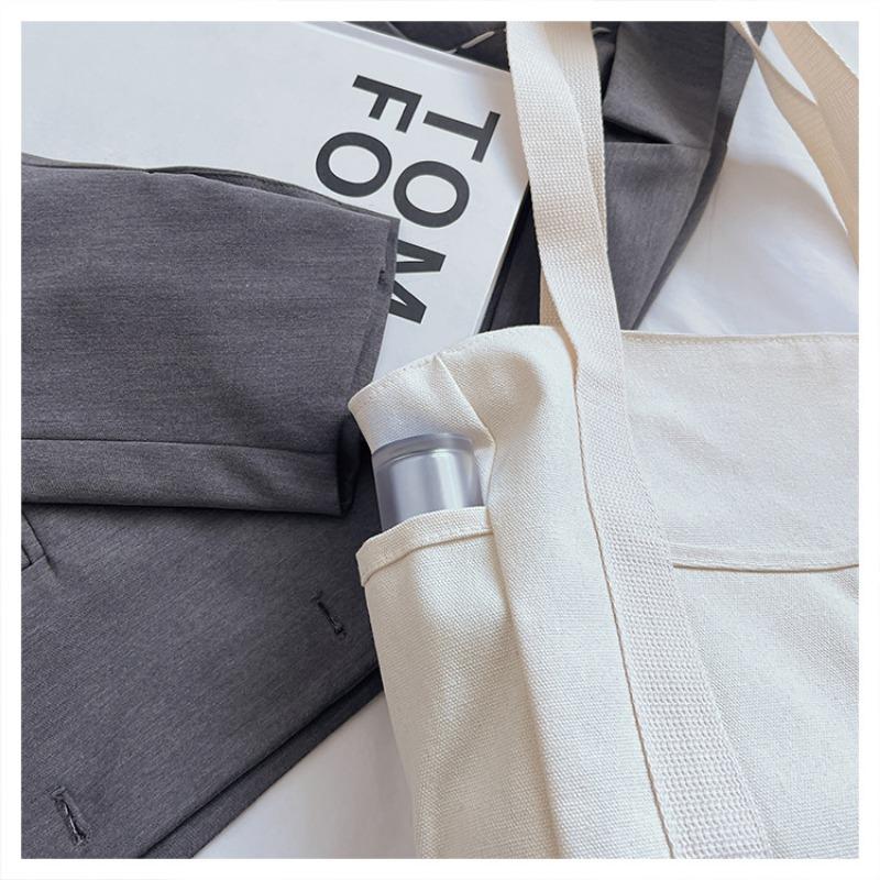 Холщовая сумка, женская сумка, сумка через плечо, универсальная сумка-тоут, большая вместимость для поездок на работу, сумка для репетиторства, несколько карманов