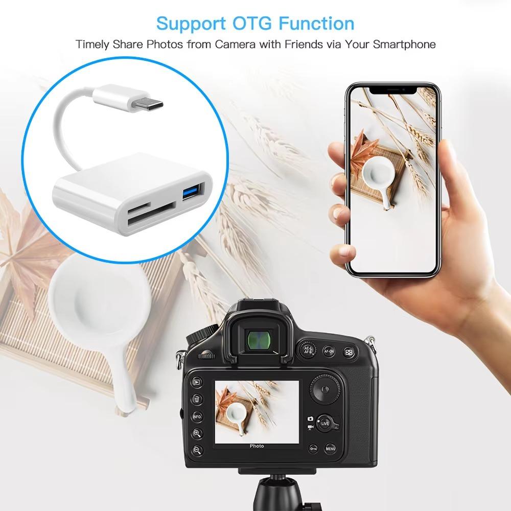 3 в 1 устройство чтения карт памяти типа C, устройство чтения карт памяти SD TF, адаптер USB C OTG, высокоскоростной передатчик данных для Macbook, Huawei, Samsung