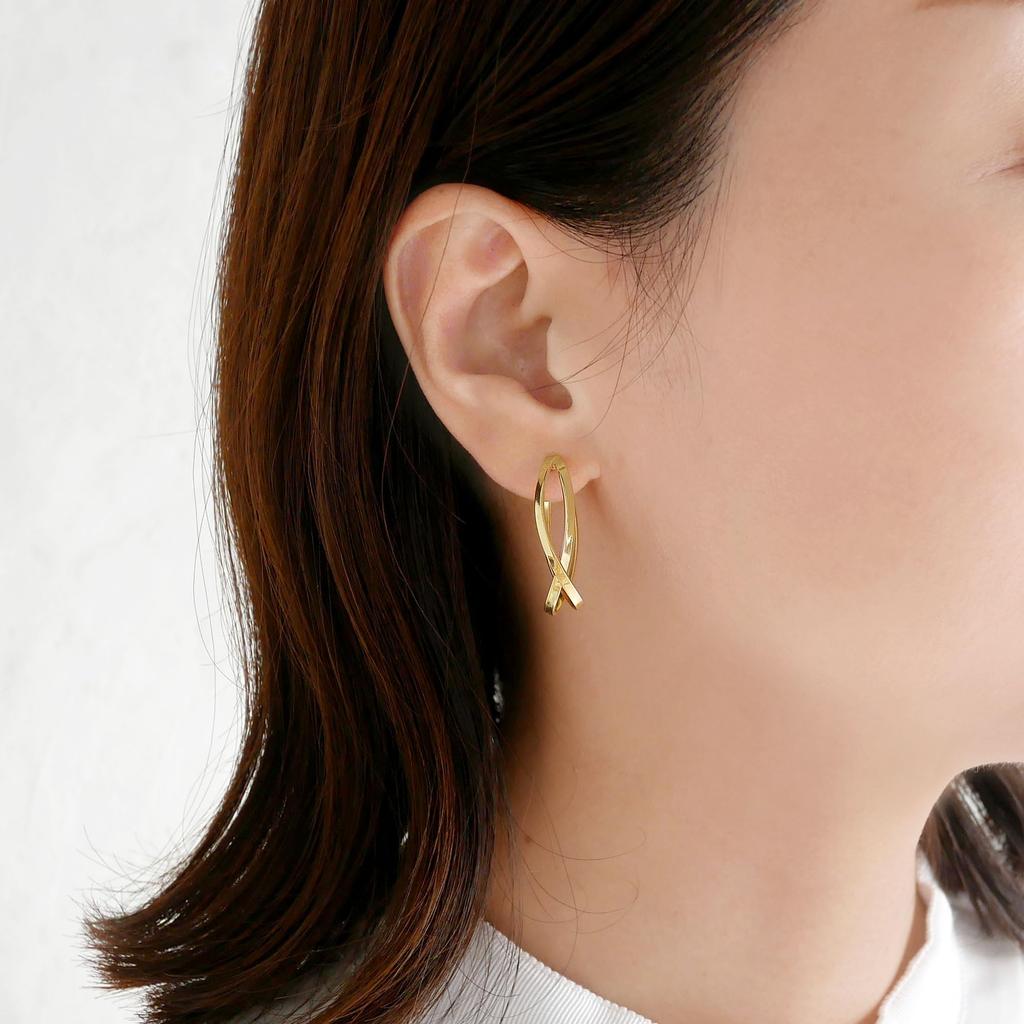 Kuma Earrings KMJE0145 YG [Official] [Vendome Aoyama] [Kengo + MA,YU] GURU-GURU [Kengo Kuma]