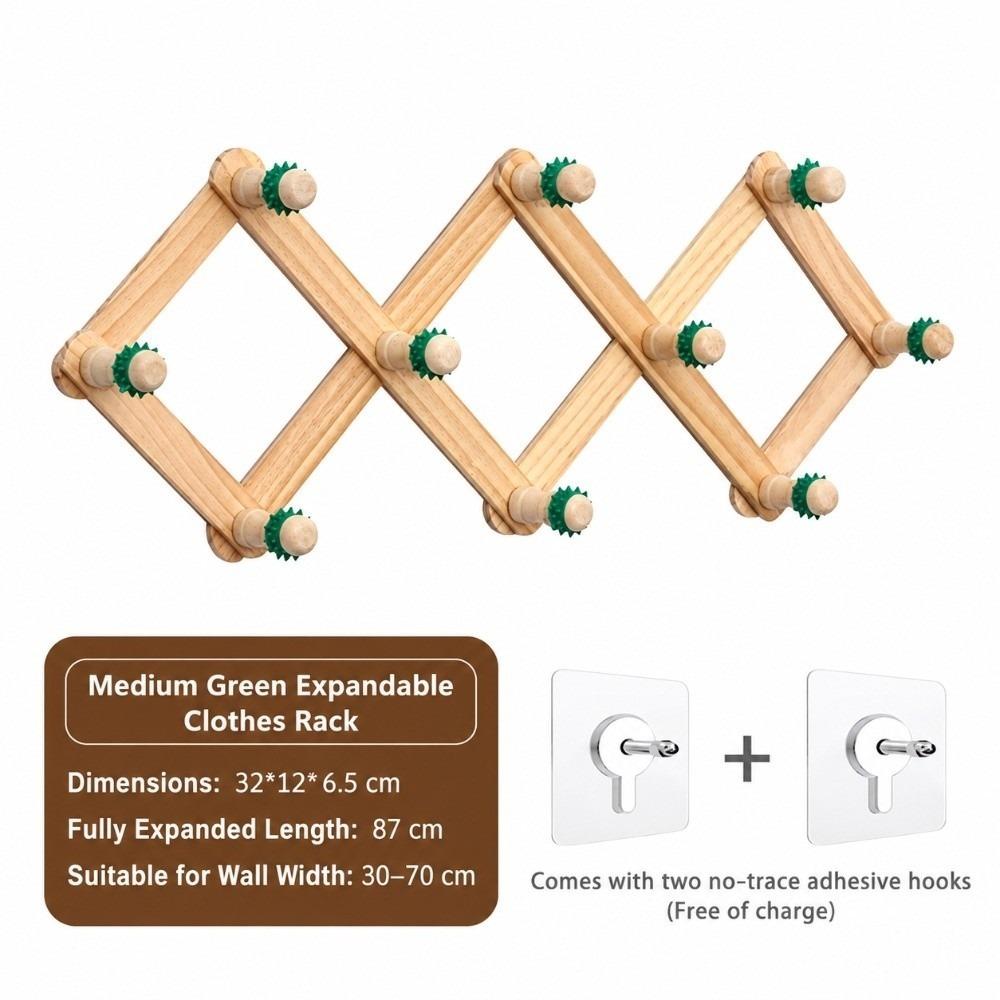Wood Folding Wall Hanger Adjustable Width Expandable Clothes Hanger Coat Hanging