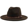 NEW Black/white Girl Wide Brim Simple Church Derby Top Hat Panama Solid Felt Fedoras Hat for Men Women Wool Jazz Cap