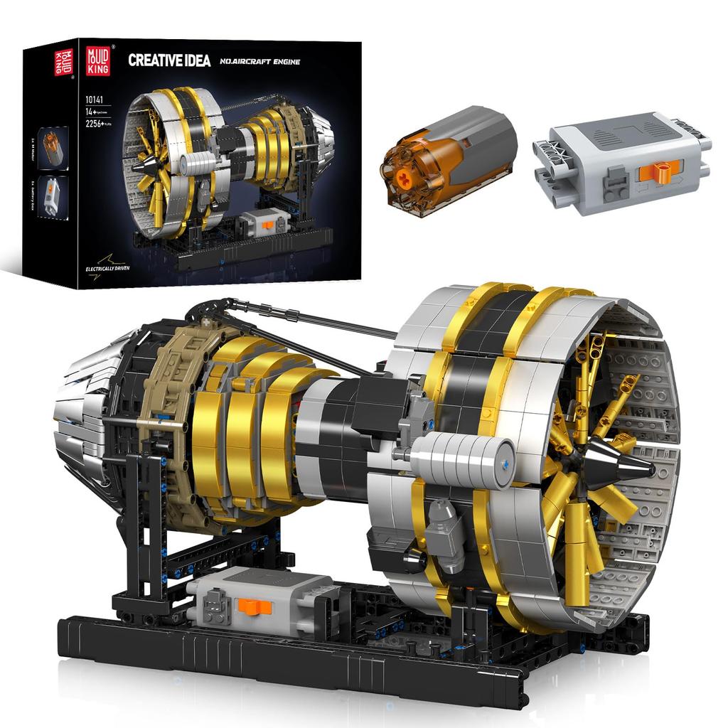 Mold King 10141 Aircraft Engine Model Block Set, Technical Aircraft Engine Clamp Block Set, Includes Motor and Box, Suitable for ChildrenAdults