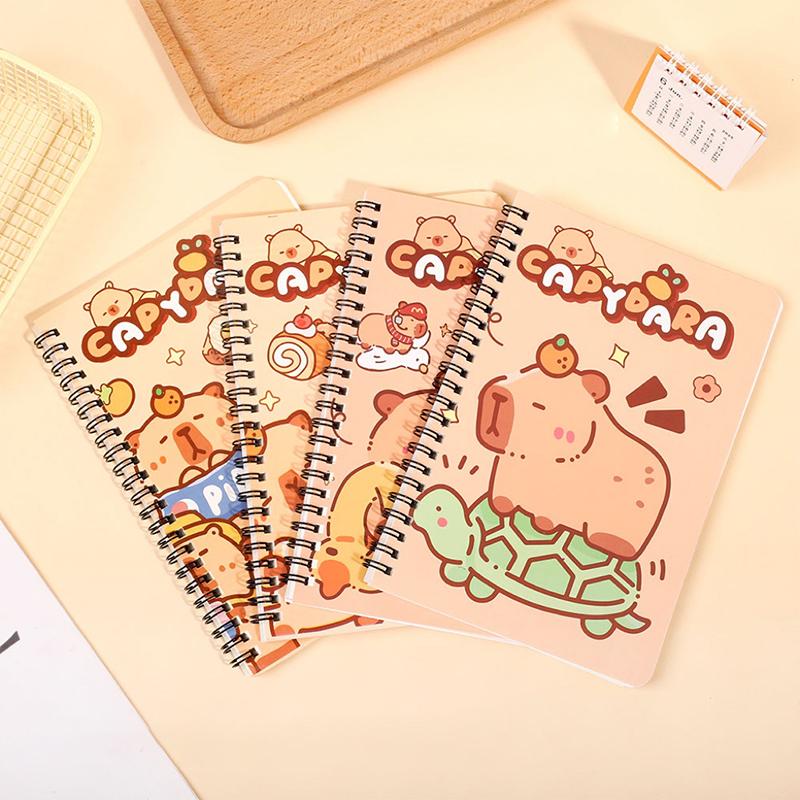 1Pc Random Style Creative Capybara Coil Notebook Cute Cartoon Notebook Horizontal Row Student Stationery Gift