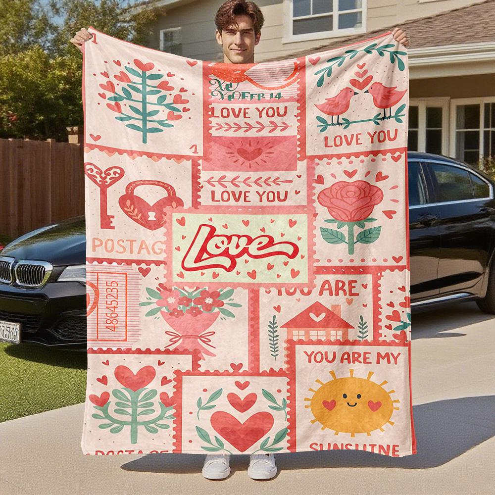 1pc Love Sunshine Outdoor Flannel Blanket Soft Warm All-Season Throw for Sofa Bed Car Camping Office, Cozy Gift Idea1159S