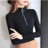 Женский облегающий свитер большого размера с полувысоким воротником на молнии - Коллекция Осень/Зима 2022