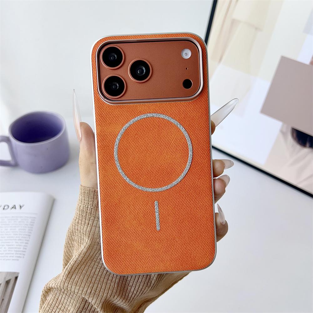 For Magsafe Wireless Charging Denim Phone Case For iPhone 17 17Pro Air 13 14 15 16 Pro Max Solid Color Matte Protective Cover