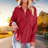 Women's Fashion Solid Color Loose Casual Single-Breasted Long Sleeve Shirt