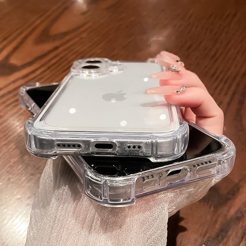Роскошный Противоударный Прозрачный Чехол для Телефона для iPhone 11 12 13 14 15 16 Pro X XR XS Max Plus Силиконовый Бампер Прозрачная Жесткая Задняя Крышка