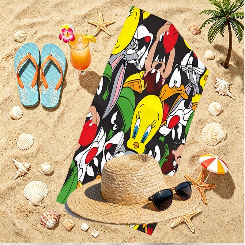 Looney Tunes Print Beach Towel, Versatile Lightweight Absorbent Beach Towel for Pool Surf Yoga Bathroom, Perfect Birthday Holiday Gift