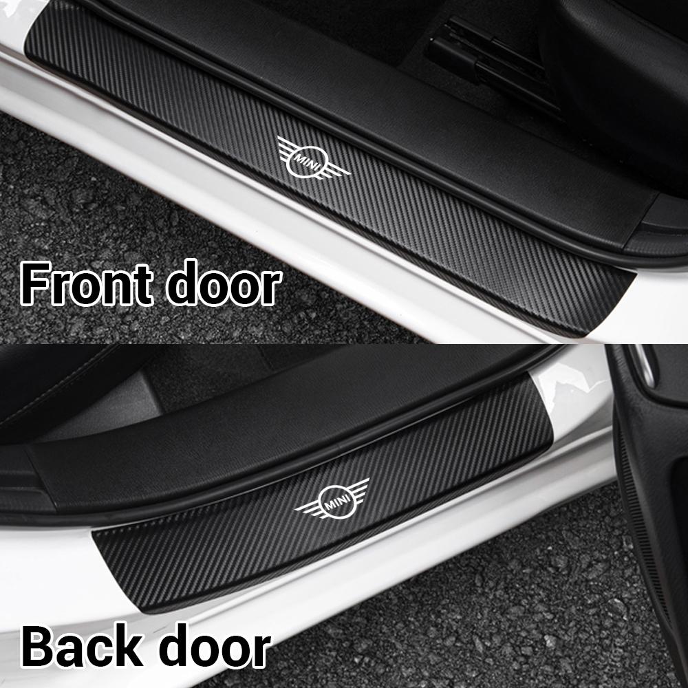 Car Carbon Fiber Door Threshold Badge Anti Scratch Sticker For MINI WORKS One Cooper JCW R60 R59 R58 R57 R56 R55 R53 R52 F54 F60