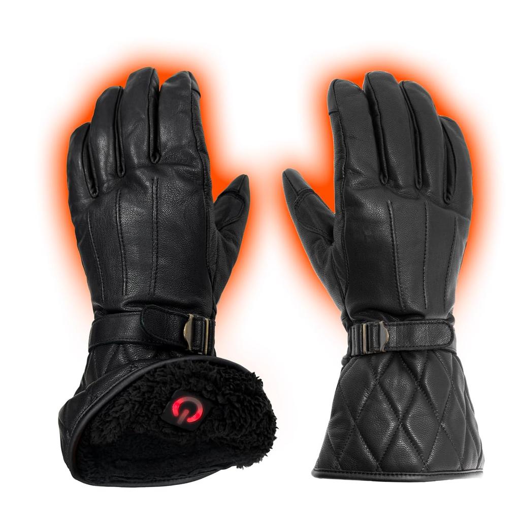 KOMINE Neo Retro Electric Heated Cycling Unisex Large EK-218 Gloves, Adult, Black,