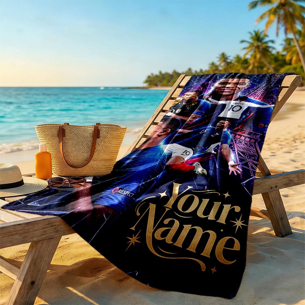 Mbappe Customizable Name Beach Towel Super Soft Microfiber Quickdry Fabric Suitable For Sports Travel Swimming Yoga Bathroom Beach And Pool