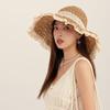 Складная соломенная шляпа с кружевной кромкой, женская летняя плетеная шляпа с бантом, солнцезащитный козырек от солнца, пляжная шляпа