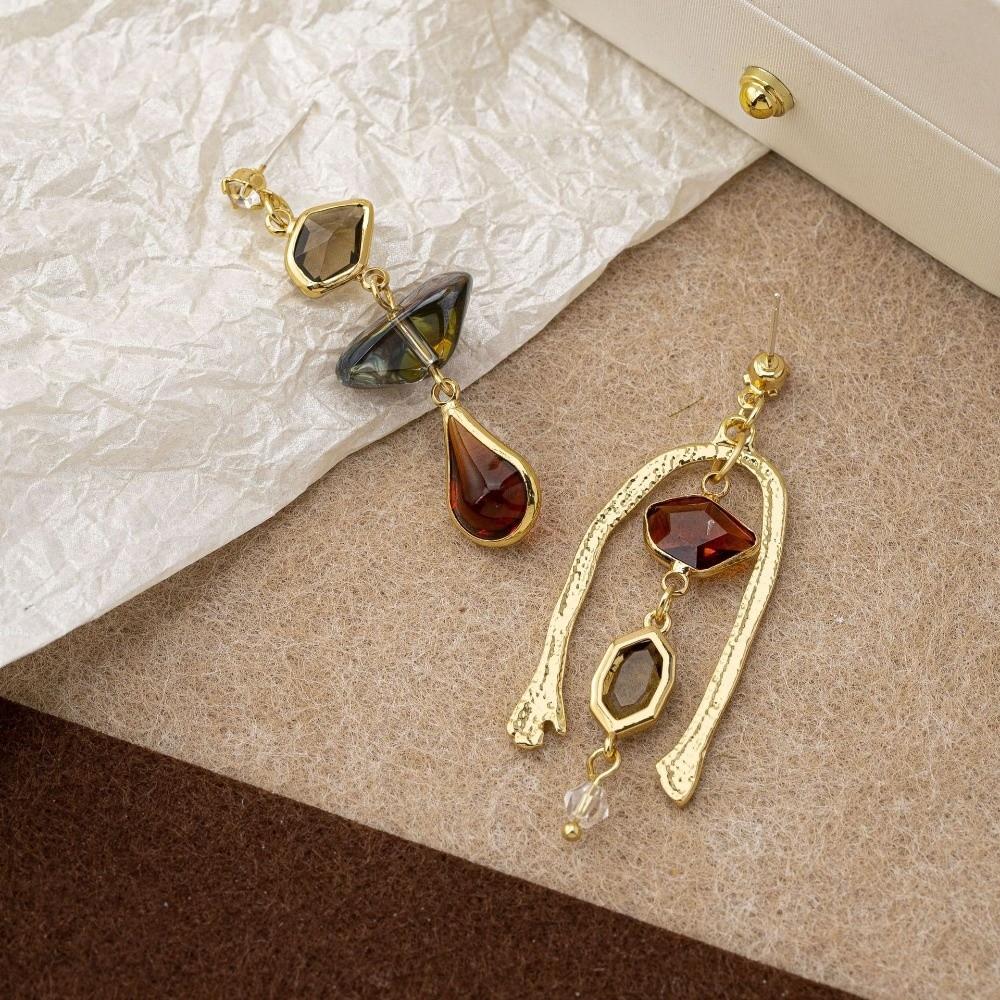 Elegant Asymmetric Earrings Zircon Vintage Earrings Gift Drop Dangle Earrings Women