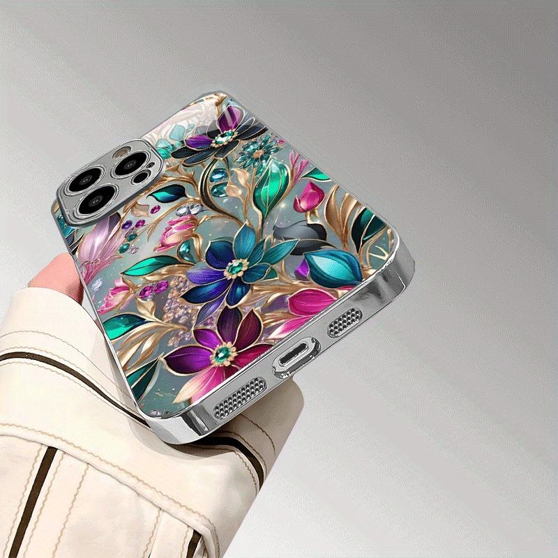 Роскошный цветной чехол для телефона с цветочным узором, гальванизированный, для Samsung Galaxy S25 S24 S23 Ultra Plus FE, защитное стекло
