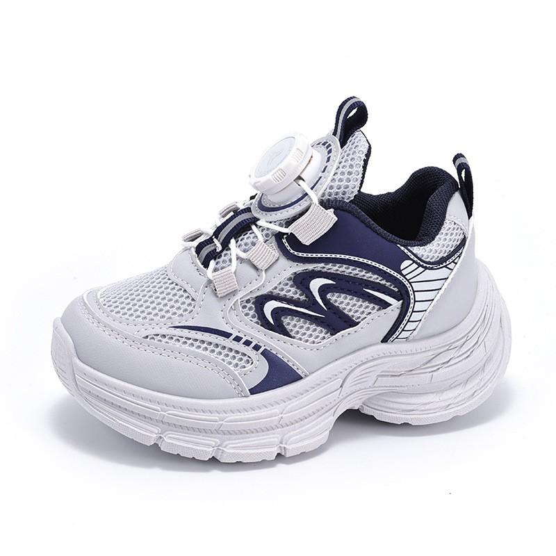 Kids Rotation Buckle Sneakers Breathable Mesh Running Shoes Boys Girls Fall