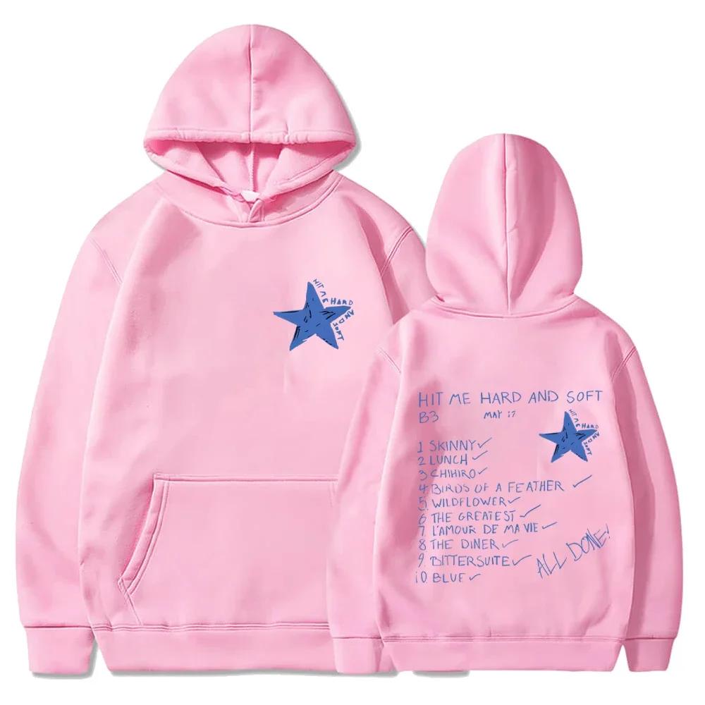 Хип-хоп толстовки Hit Me Hard and Soft 2024 Tour Толстовка с капюшоном Пуловер Мужская Женская Флисовые толстовки Мода Свободная Готическая толстовка