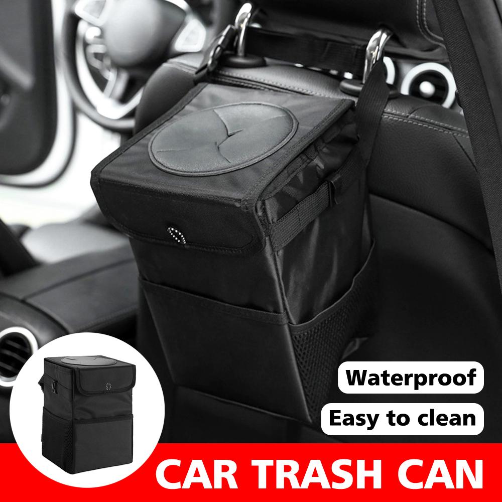Waterproof Car Trash Can Bin Auto Car Accessories Organizer Garbage Dump For Trash Can Cars Storage Pockets Closeable Portable
