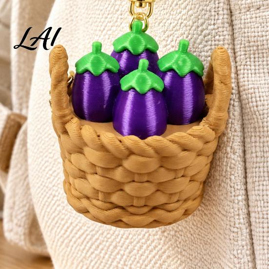 Calming Toys for Focus 3D Printed Mini Vegetable Basket Keychain Cute Simulated Pendant Creative PLA Fidgets Portable Stress Relief Clicker