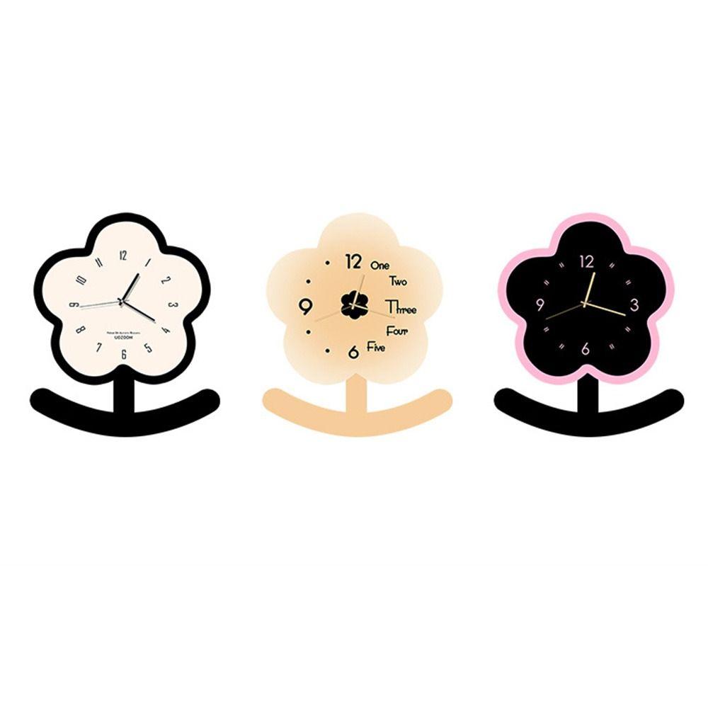 Non-slip Small Flower Pendulum Clock Ornament Tabletop Statue Clock Wood Desk Clock  Bedside