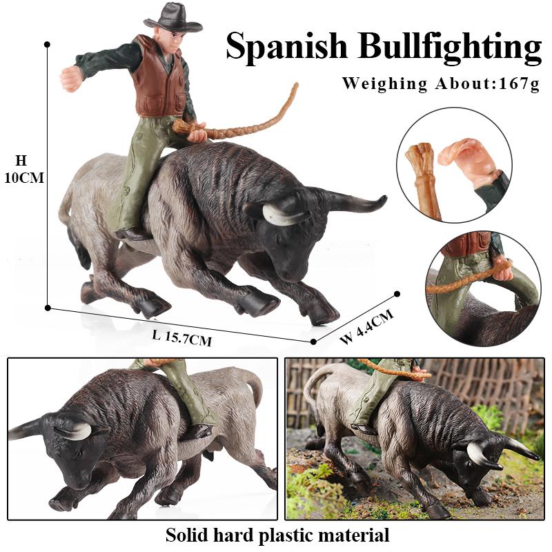 Oenux Фермерские животные Бой быков Ковбой Симуляция Домашняя птица Крупный рогатый скот Теленок Бык Вол Бык Коллекция фигурок ПВХ Модель Игрушка Детский подарок
