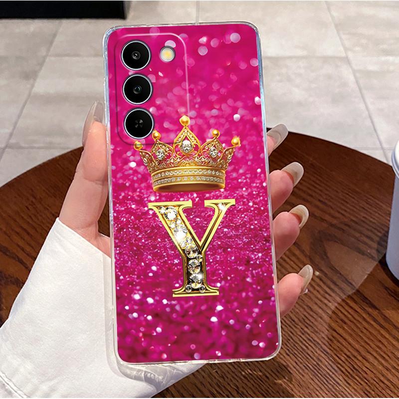 Чехол для Realme C83 5G/P4 Lite 5G Прозрачный ТПУ Силиконовый Ударопрочный Мягкий Корпус Красивый Узор Корона Буквы Чехол для Пары