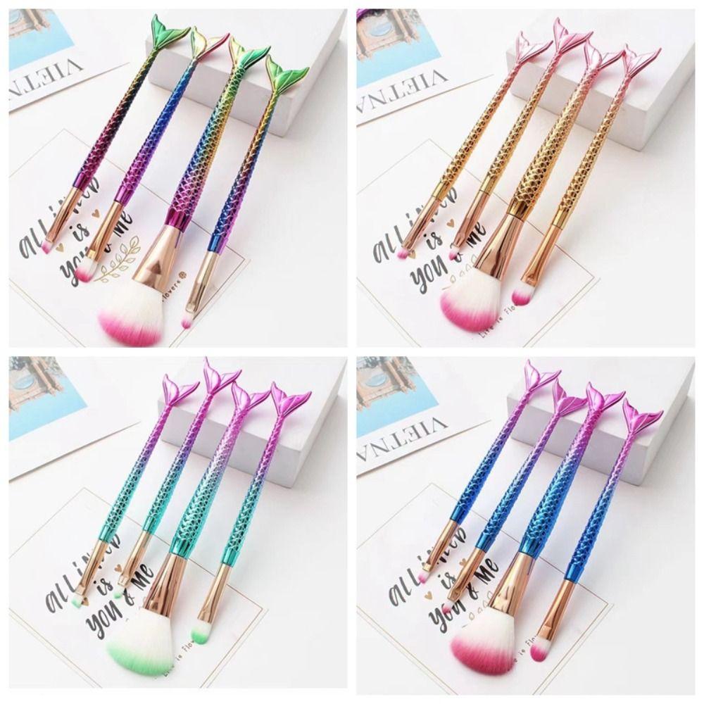 4pcs/set Soft Fiber Mermaid makeup brush Eye Shadow Brush Cosmetic Brush Kit Women