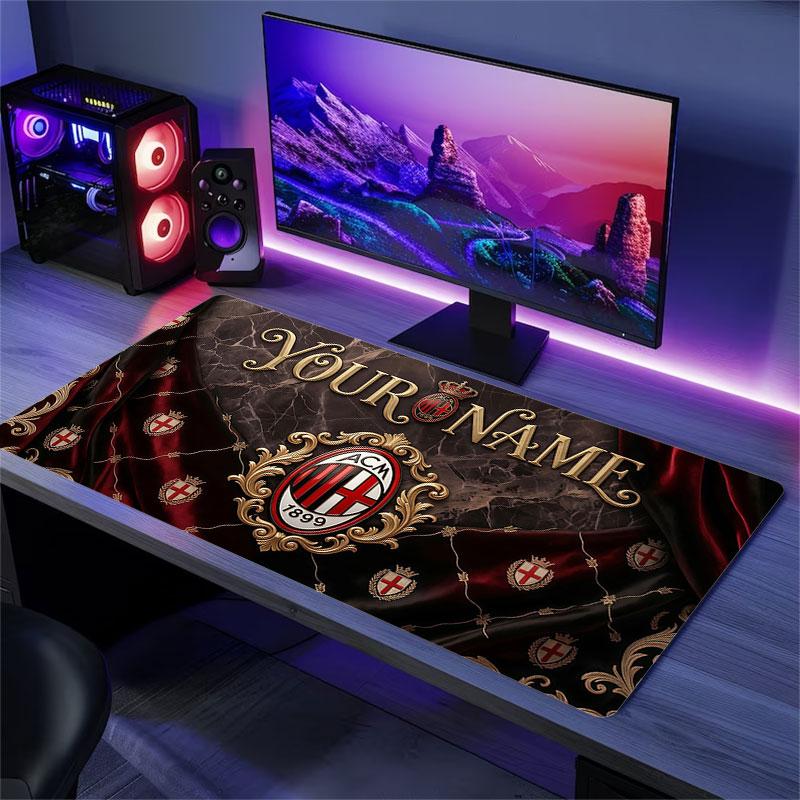 Custom Name,AC Milan Mouse Pad, Large Gaming Desk Mat, Non-slip XXL Mousepad for Laptop & Tablet, Mini PC Playmat with Stitched Edges
