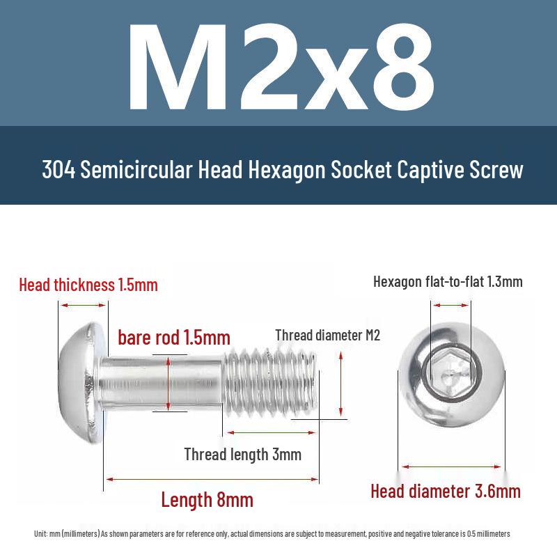 Yigu 304 Stainless Steel Anti-Loosening Hex Socket Captive Screws - M2/M3