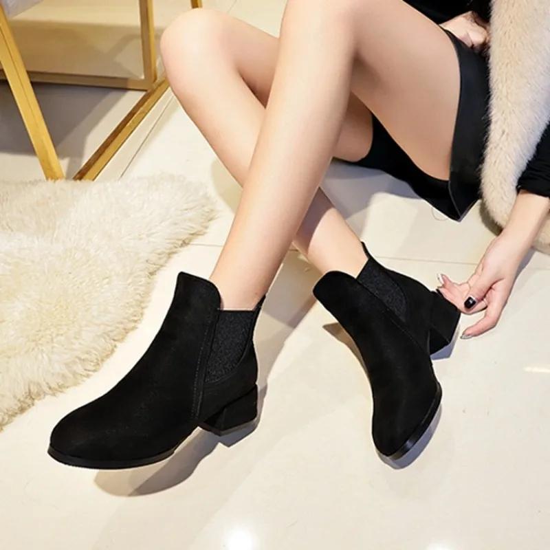 Autumn Women's Chuky Heel Chelsea Boots Fashion Heeled Shoes for Women Ankle Boots Dress Casual Women's Boots Botas De Mujer