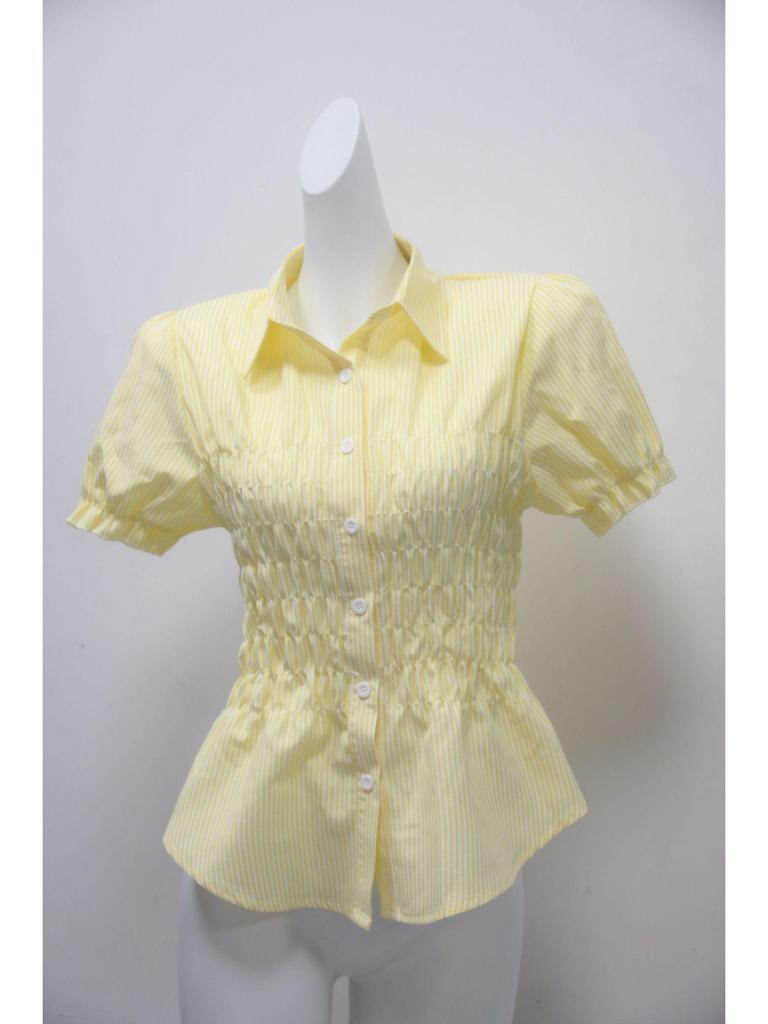 Летняя ретро рубашка в клетку Color Block с лацканами 2025 - Приталенная, с коротким рукавом