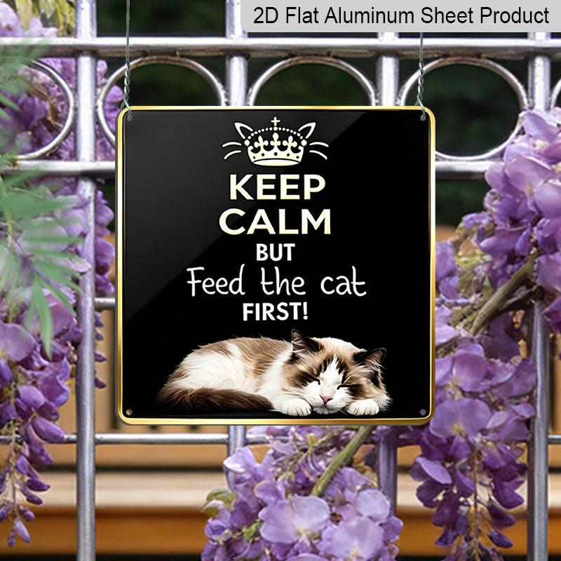 2D Flat, 1pc Vintage -Themed Wall Sign - Retro Farmhouse Aluminum Tabby Art Suitable, Garden, Patio - Indoor/Outdoor Decoration for Lovers, Square
