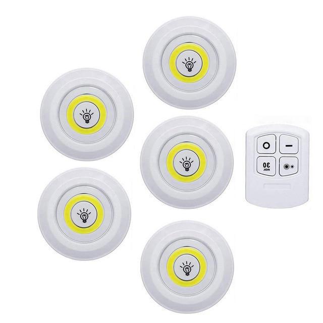 1/3/5PCS 3W Super Bright Cob Under Cabinet Light LED Wireless Remote Control Dimmable Wardrobe Night Lamp Home Bedroom Closet Kitchen
