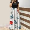 Women's Fashion Casual Loose Printed Round Neck Short Sleeve Long Dresses