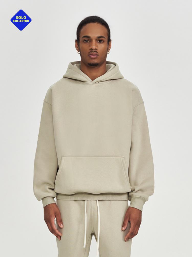 Мужское худи оверсайз на флисовой подкладке 2025 - Однотонное, Толстое, Уличная куртка для зимы/осени