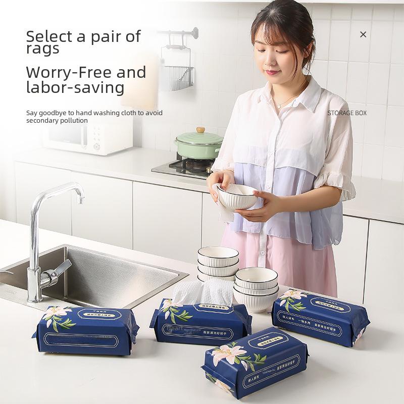 Removable Thickened Kitchen Rags - Disposable & Non-stick Oil Lazy Cloth