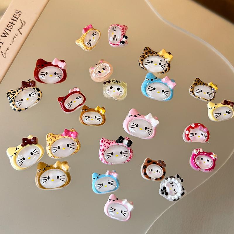 10 шт./пакет 3D Мультяшные Шармы для ногтей Hello Kitty Смешанная смола Котенок Китти с бантом Украшение для нейл-арта Кавайный Блестящий Kt Деталь для ногтей